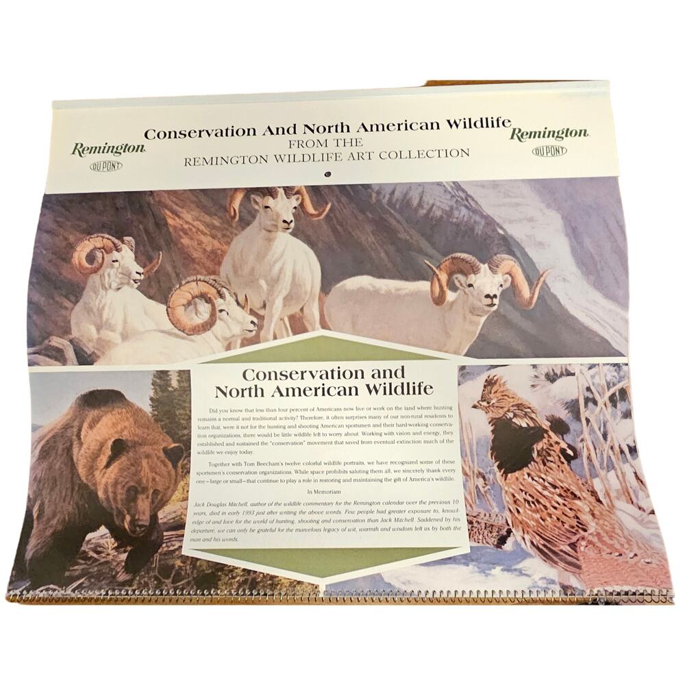1994 Vintage Remington Dupont Calendar Wildlife and Hunting Memorabilia